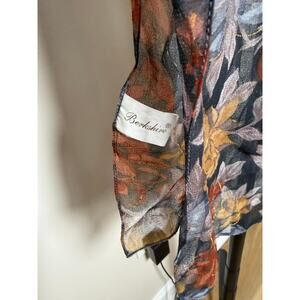 Berkshire 100% Rayon Dark Gothic Floral Scarf with Gold Accents